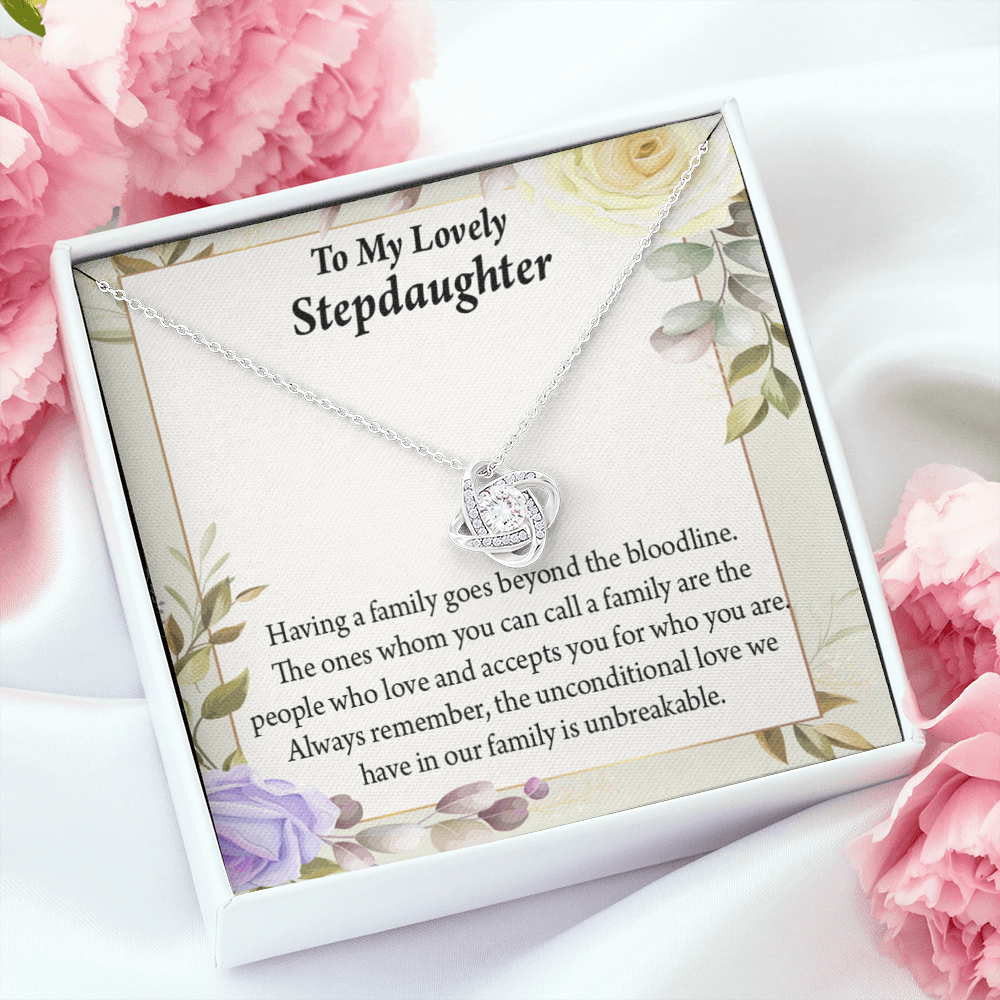 To Stepdaughter Unbreakable Bond Infinity Knot Necklace Message Card-Express Your Love Gifts