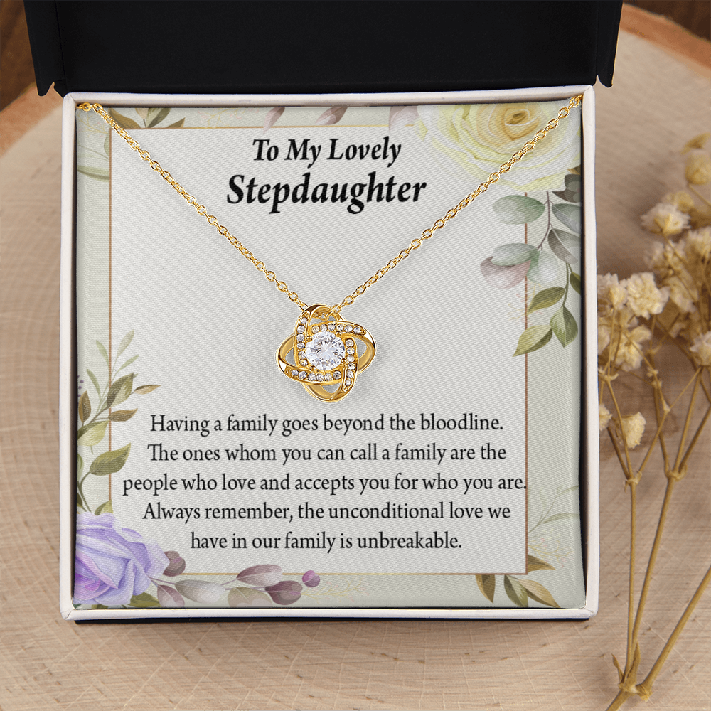 To Stepdaughter Unbreakable Bond Infinity Knot Necklace Message Card-Express Your Love Gifts