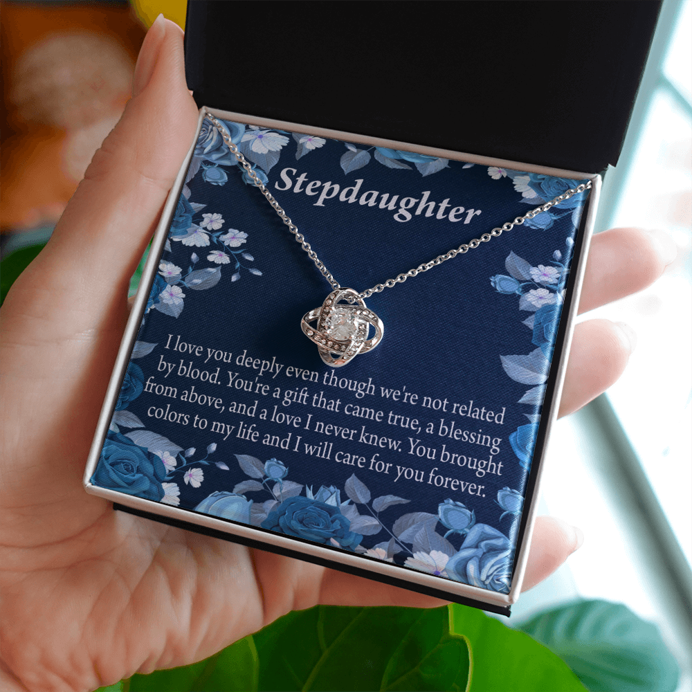 To Stepdaughter You're a Blessing Infinity Knot Necklace Message Card-Express Your Love Gifts
