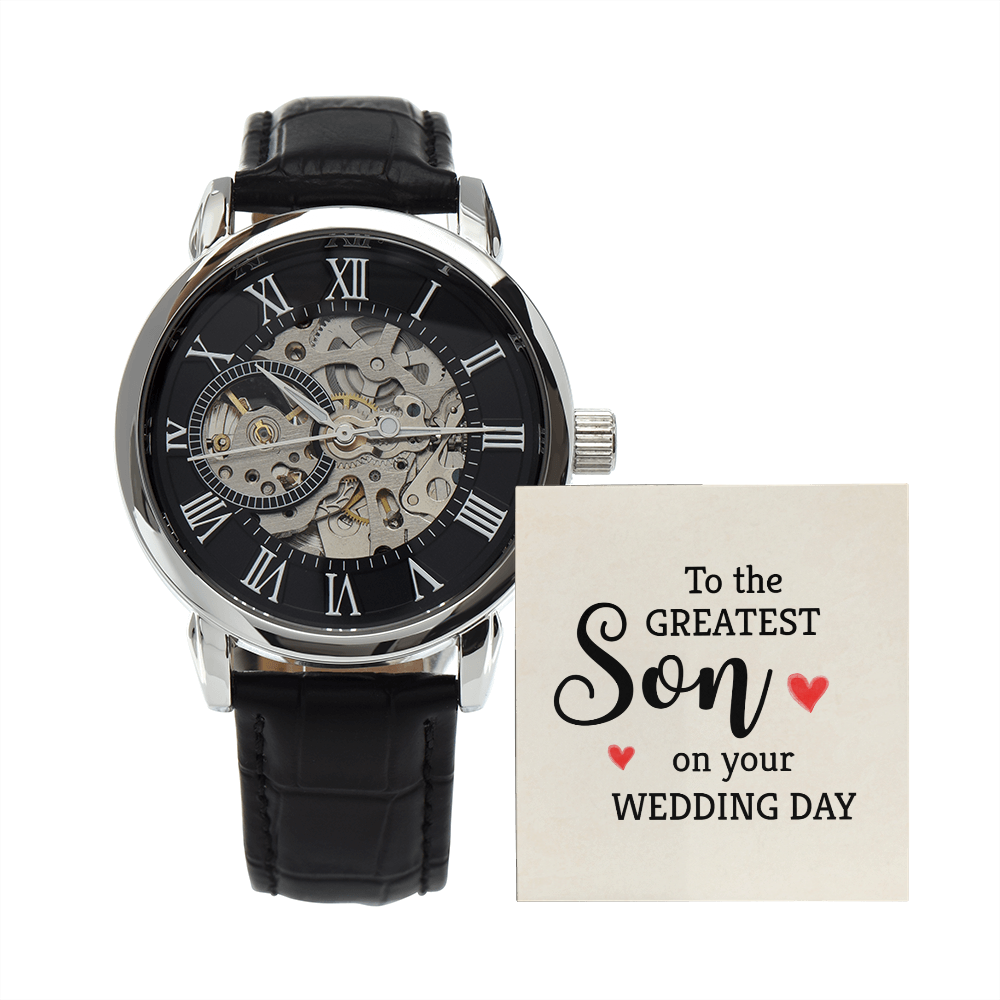 To The Greatest Son Men's Openwork Watch With Mahogany Box-Express Your Love Gifts