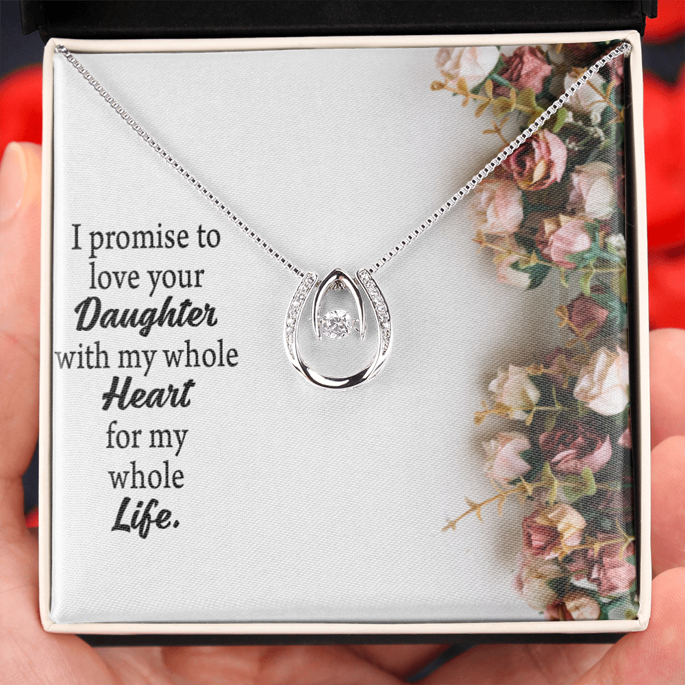 To The Mother Of The Bride My Promise Lucky Horseshoe Necklace Message Card 14k w CZ Crystals-Express Your Love Gifts