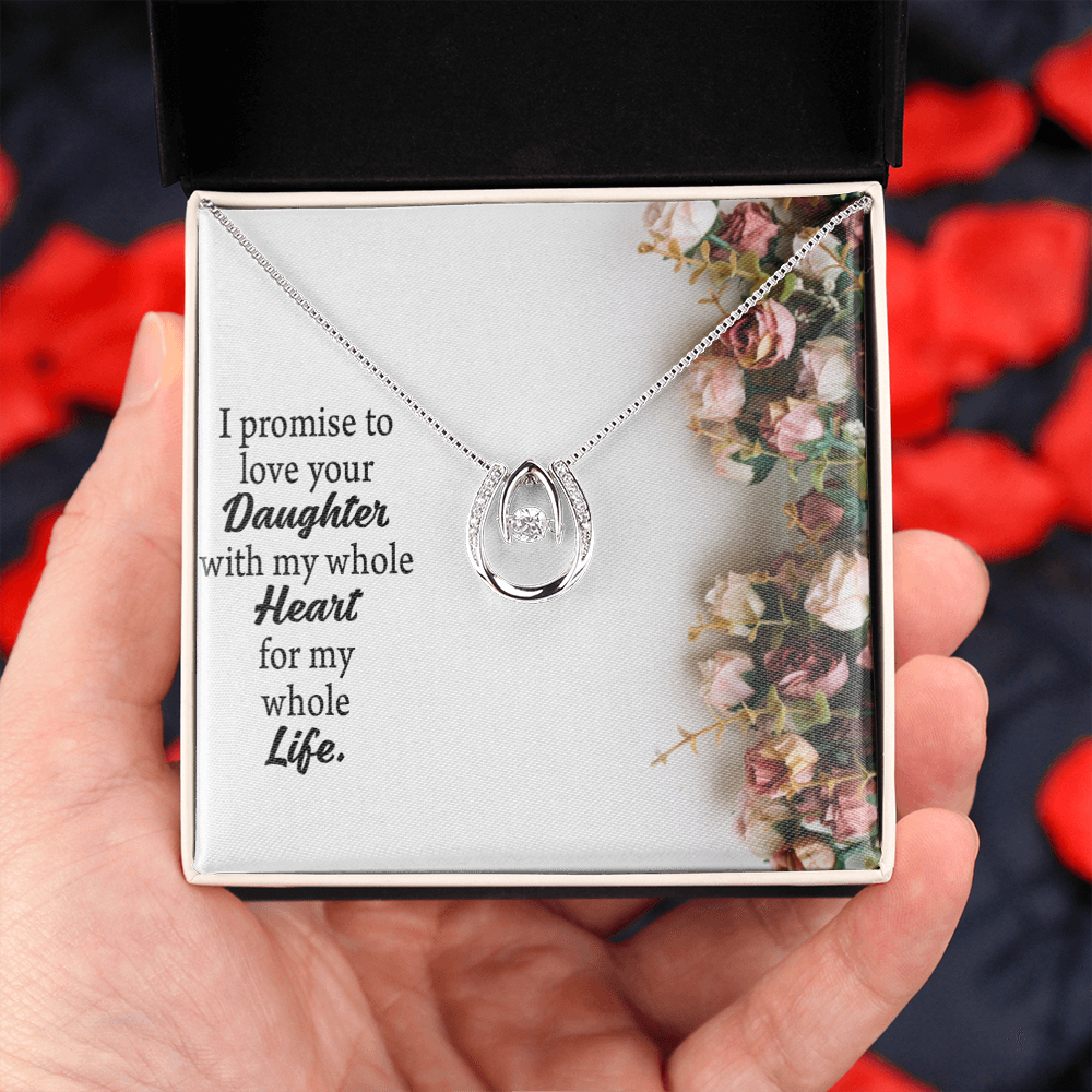 To The Mother Of The Bride My Promise Lucky Horseshoe Necklace Message Card 14k w CZ Crystals-Express Your Love Gifts