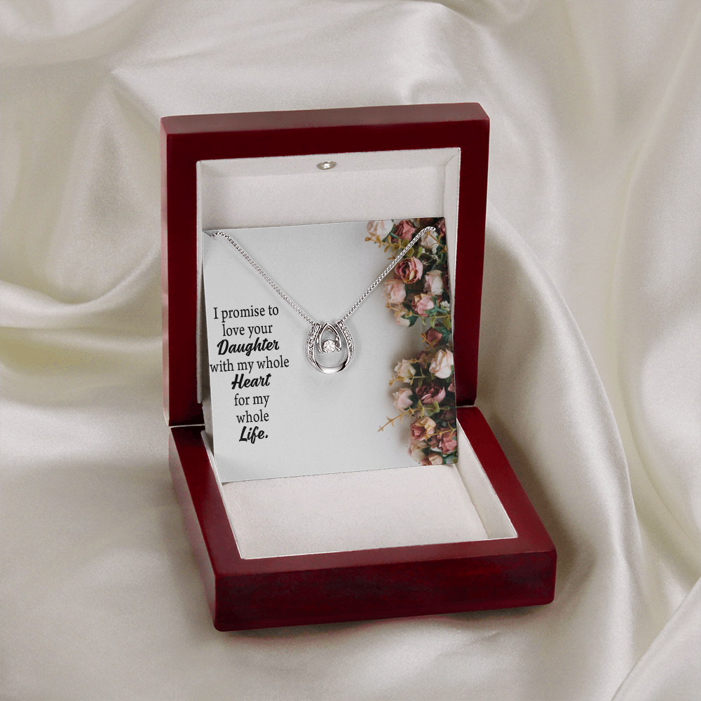 To The Mother Of The Bride My Promise Lucky Horseshoe Necklace Message Card 14k w CZ Crystals-Express Your Love Gifts