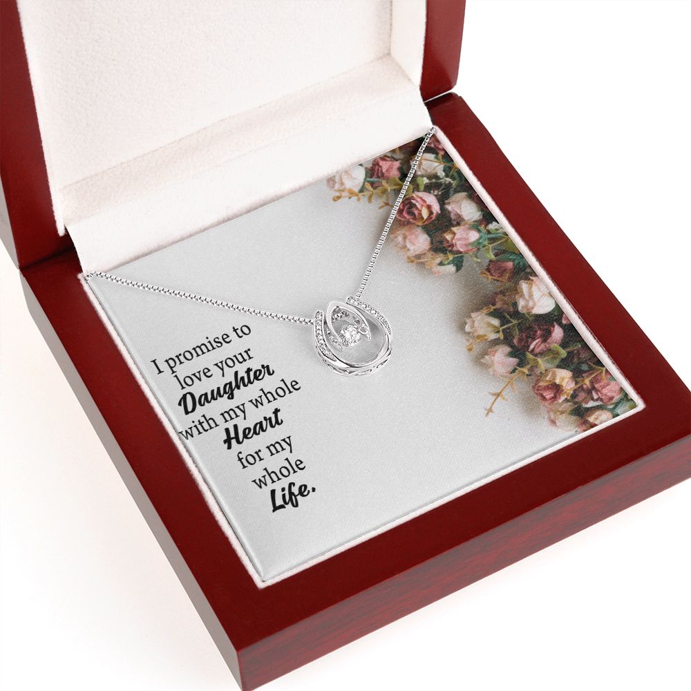 To The Mother Of The Bride My Promise Lucky Horseshoe Necklace Message Card 14k w CZ Crystals-Express Your Love Gifts