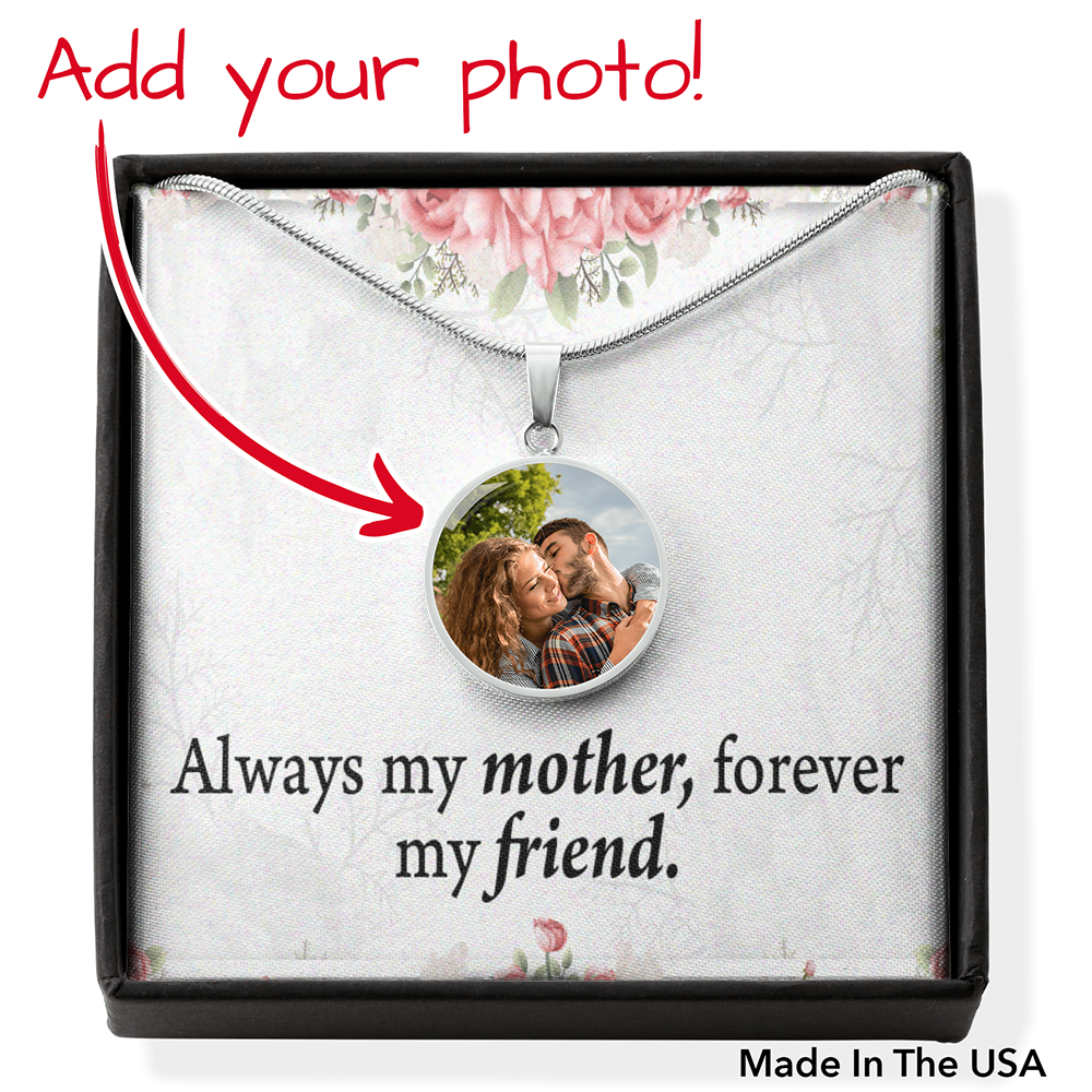 To The Mother Of The Bride Personalized Always My Mother Circle Necklace Stainless Steel or 18k Gold 18-22"-Express Your Love Gifts