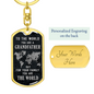 To The World You Are A Grandfather Keychain Stainless Steel or 18k Gold Dog Tag Keyring-Express Your Love Gifts