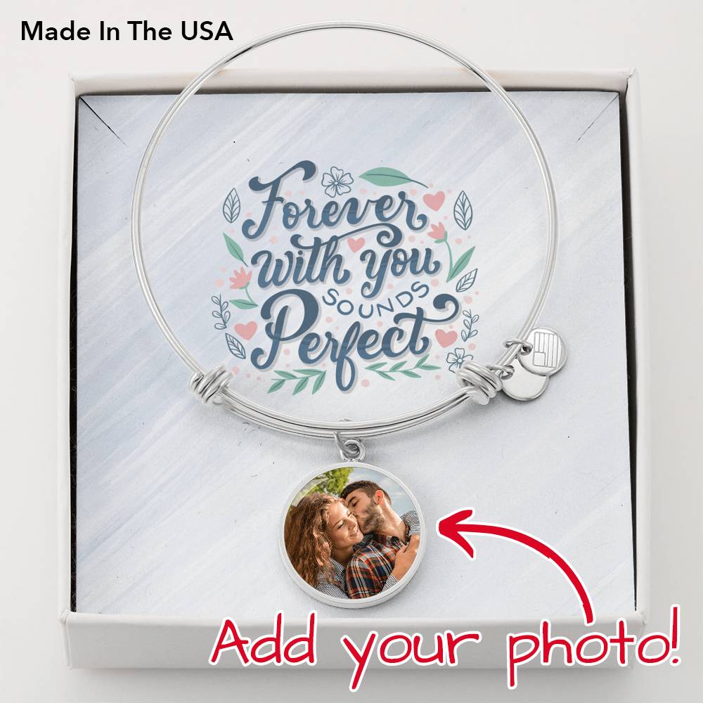 To Wife From Husband Personalized Forever With You Stainless Steel or 18k Gold Circle Bangle Bracelet-Express Your Love Gifts