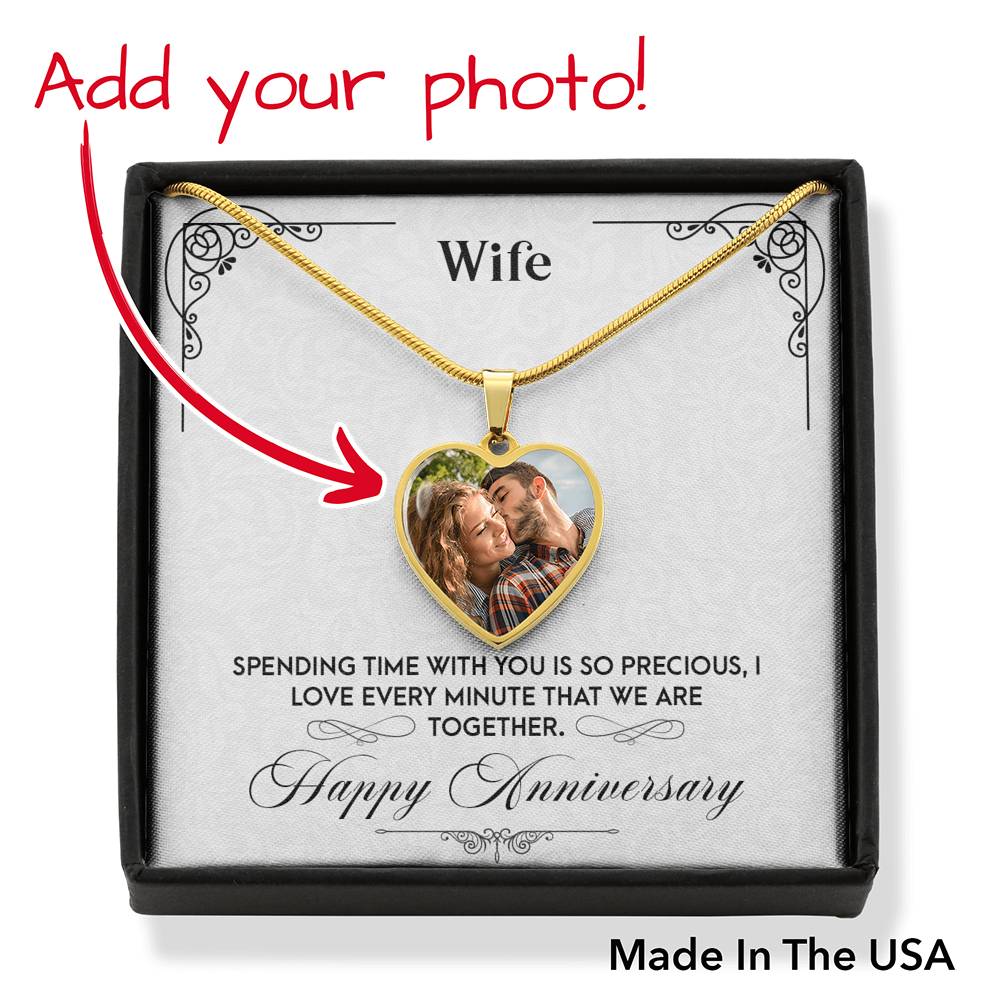 To Wife From Husband Personalized Happy Anniversary Stainless Steel or 18k Gold Heart Pendant Necklace 18-22"-Express Your Love Gifts