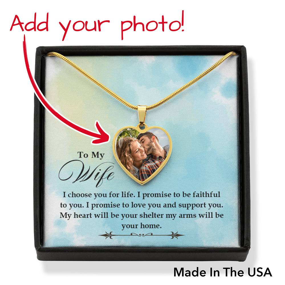 To Wife From Husband Personalized I Choose You Stainless Steel or 18k Gold Heart Pendant Necklace 18-22"-Express Your Love Gifts