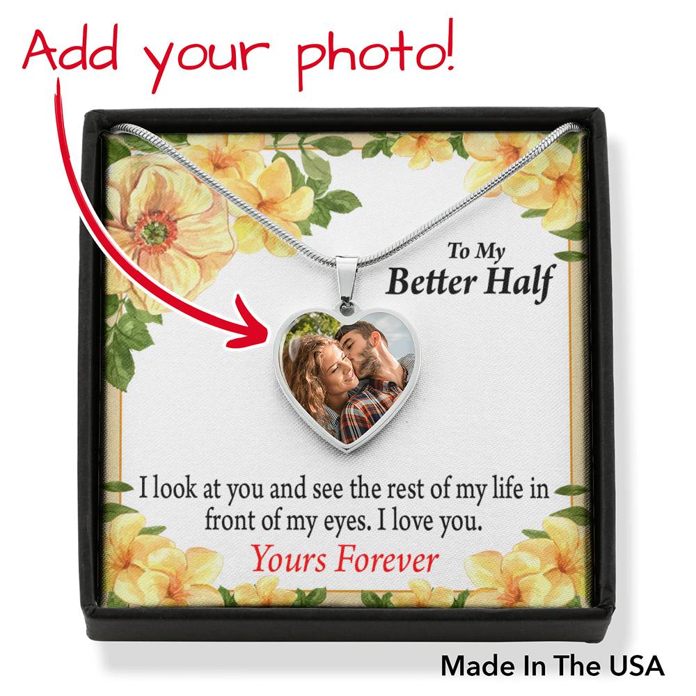 To Wife From Husband Personalized I See The Rest Of My Life Necklace Stainless Steel Heart Pendant Necklace 18-22"-Express Your Love Gifts