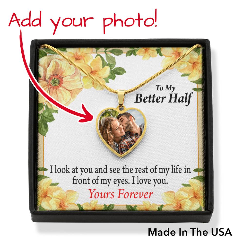 To Wife From Husband Personalized I See The Rest Of My Life Necklace Stainless Steel Heart Pendant Necklace 18-22"-Express Your Love Gifts