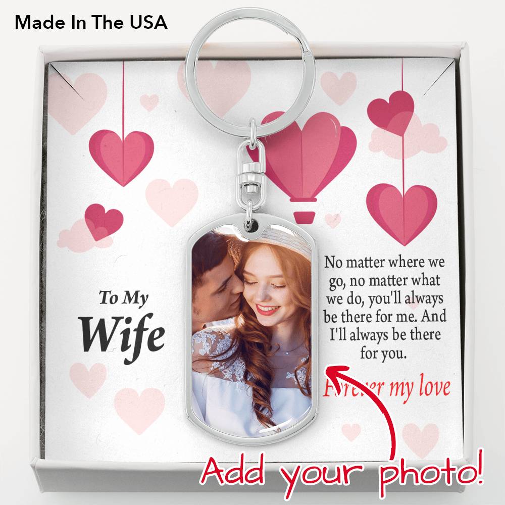 To Wife From Husband Personalized No Matter What Hearts Dog Tag Pendant Keychain Stainless Steel or 18k Gold-Express Your Love Gifts