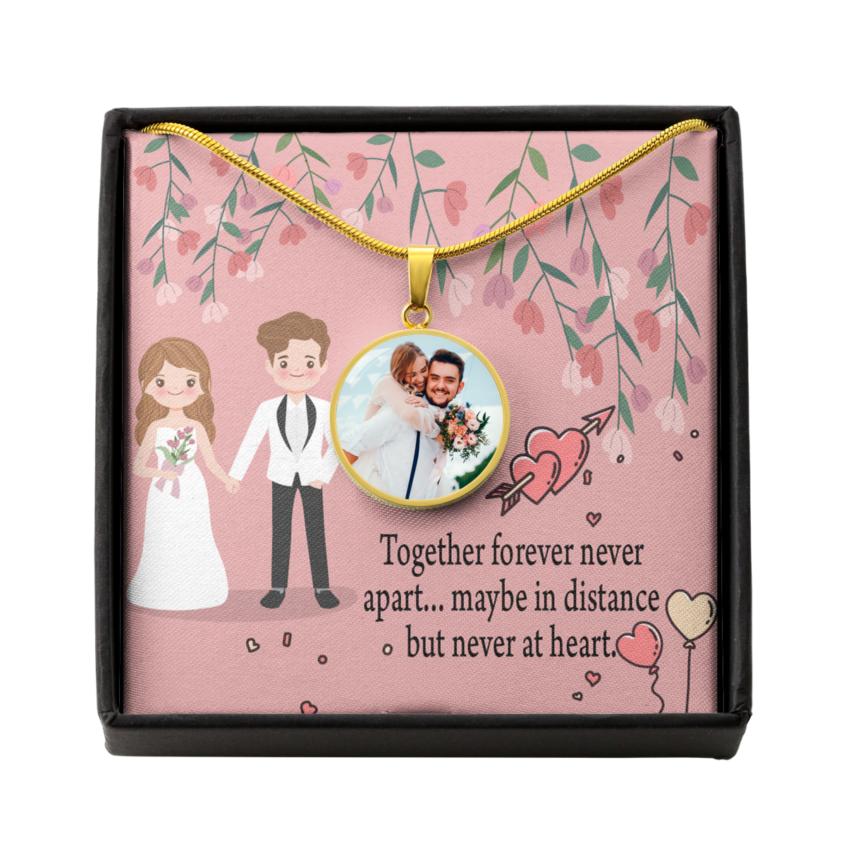 To Wife From Husband Personalized Together Forever Circle Necklace Stainless Steel or 18k Gold 18-22"-Express Your Love Gifts