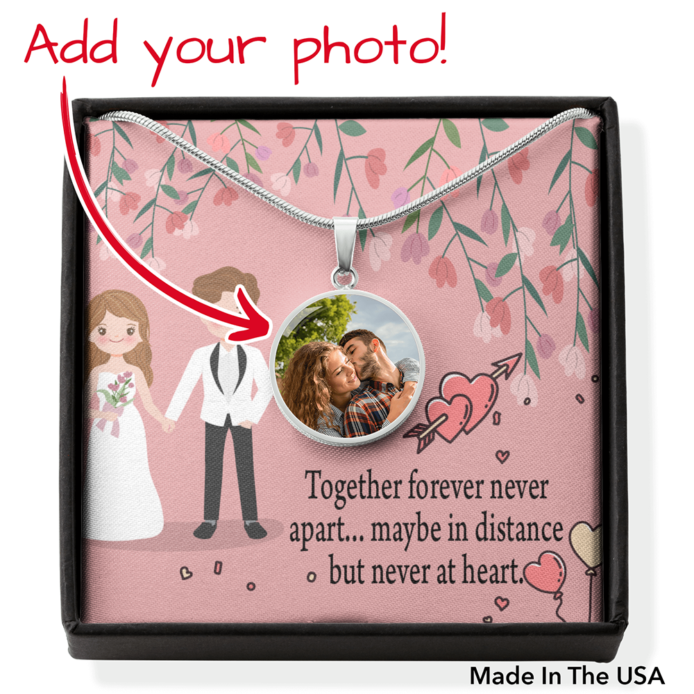 To Wife From Husband Personalized Together Forever Circle Necklace Stainless Steel or 18k Gold 18-22"-Express Your Love Gifts