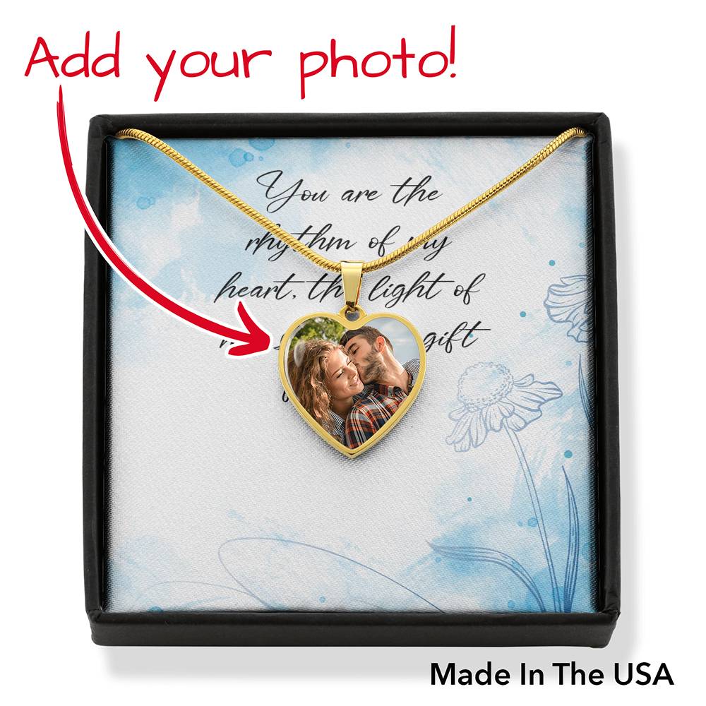 To Wife From Husband Personalized You Are The Rhythm Of My Life Stainless Steel or 18k Gold Heart Pendant Necklace 18-22"-Express Your Love Gifts
