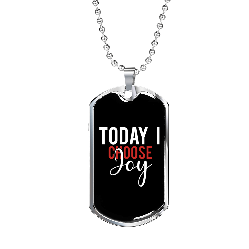 Today I Choose Joy Christian Necklace Stainless Steel or 18k Gold Dog Tag 24" Chain-Express Your Love Gifts