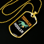 Toddler Dinosaur Bitcoin Crypto Necklace Stainless Steel or 18k Gold Dog Tag 24" Chain-Express Your Love Gifts