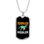 Toddler Dinosaur Bitcoin Crypto Necklace Stainless Steel or 18k Gold Dog Tag 24" Chain-Express Your Love Gifts
