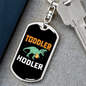 Toddler Hodler Dinosaur Crypto Keychain Stainless Steel or 18k Gold Dog Tag Keyring-Express Your Love Gifts