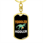 Toddler Hodler Dinosaur Crypto Keychain Stainless Steel or 18k Gold Dog Tag Keyring-Express Your Love Gifts