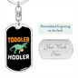 Toddler Hodler Dinosaur Crypto Keychain Stainless Steel or 18k Gold Dog Tag Keyring-Express Your Love Gifts
