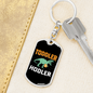 Toddler Hodler Dinosaur Crypto Keychain Stainless Steel or 18k Gold Dog Tag Keyring-Express Your Love Gifts