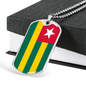 Togo Flag Necklace Stainless Steel or 18k Gold Dog Tag 24" Chain-Express Your Love Gifts