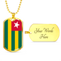 Togo Flag Necklace Stainless Steel or 18k Gold Dog Tag 24" Chain-Express Your Love Gifts