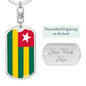 Togo Flag Swivel Keychain Dog Tag Stainless Steel or 18k Gold-Express Your Love Gifts