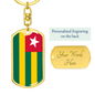 Togo Flag Swivel Keychain Dog Tag Stainless Steel or 18k Gold-Express Your Love Gifts