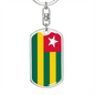 Togo Flag Swivel Keychain Dog Tag Stainless Steel or 18k Gold-Express Your Love Gifts