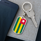 Togo Flag Swivel Keychain Dog Tag Stainless Steel or 18k Gold-Express Your Love Gifts