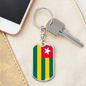 Togo Flag Swivel Keychain Dog Tag Stainless Steel or 18k Gold-Express Your Love Gifts