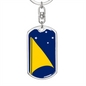 Tokelau Flag Swivel Keychain Dog Tag Stainless Steel or 18k Gold-Express Your Love Gifts