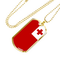 Tonga Flag Necklace Stainless Steel or 18k Gold Dog Tag 24" Chain-Express Your Love Gifts