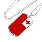 Tonga Flag Necklace Stainless Steel or 18k Gold Dog Tag 24" Chain-Express Your Love Gifts