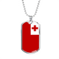 Tonga Flag Necklace Stainless Steel or 18k Gold Dog Tag 24" Chain-Express Your Love Gifts
