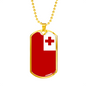 Tonga Flag Necklace Stainless Steel or 18k Gold Dog Tag 24" Chain-Express Your Love Gifts