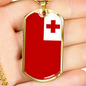 Tonga Flag Necklace Stainless Steel or 18k Gold Dog Tag 24" Chain-Express Your Love Gifts
