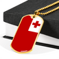 Tonga Flag Necklace Stainless Steel or 18k Gold Dog Tag 24" Chain-Express Your Love Gifts