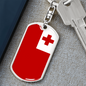 Tonga Flag Swivel Keychain Dog Tag Stainless Steel or 18k Gold-Express Your Love Gifts