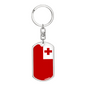 Tonga Flag Swivel Keychain Dog Tag Stainless Steel or 18k Gold-Express Your Love Gifts