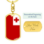 Tonga Flag Swivel Keychain Dog Tag Stainless Steel or 18k Gold-Express Your Love Gifts