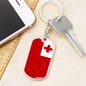 Tonga Flag Swivel Keychain Dog Tag Stainless Steel or 18k Gold-Express Your Love Gifts