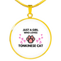 Tonkinese Cat Girl Circle Necklace Stainless Steel or 18k Gold 18-22"-Express Your Love Gifts