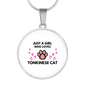 Tonkinese Cat Girl Circle Necklace Stainless Steel or 18k Gold 18-22"-Express Your Love Gifts