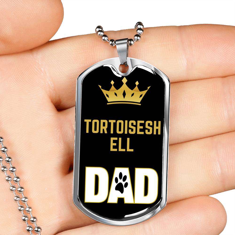 Tortoiseshell Cat Dad Necklace Stainless Steel or 18k Gold Dog Tag 24" Chain-Express Your Love Gifts
