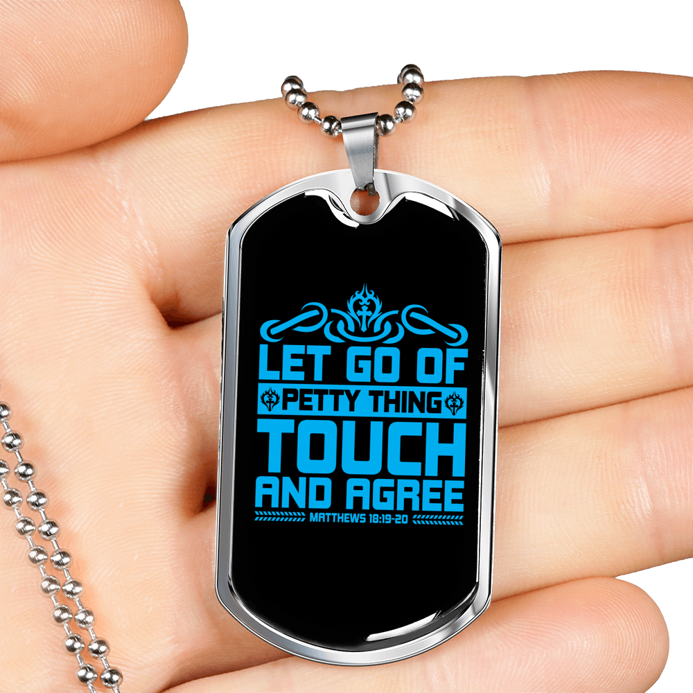 Touch And Agree Christian Necklace Stainless Steel or 18k Gold Dog Tag 24" Chain-Express Your Love Gifts
