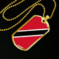 Trinidad And Tobago Flag Necklace Trinidad And Tobago Flag Stainless Steel or 18k Gold Dog Tag 24"-Express Your Love Gifts