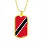 Trinidad And Tobago Flag Necklace Trinidad And Tobago Flag Stainless Steel or 18k Gold Dog Tag 24"-Express Your Love Gifts